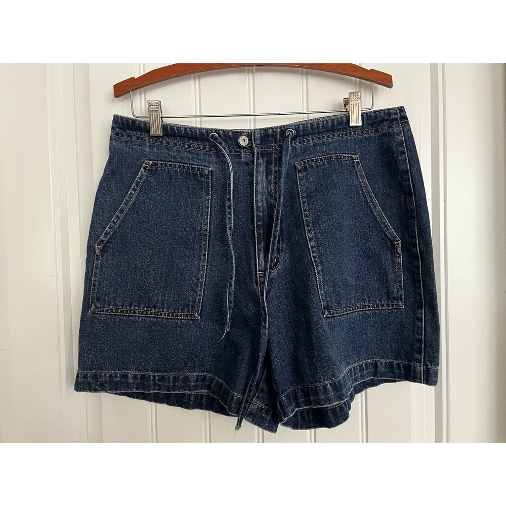 L.A. Blues Jean‎ Shorts 14 Blue Denim Flat Back Drawstring Cotton vintage 644